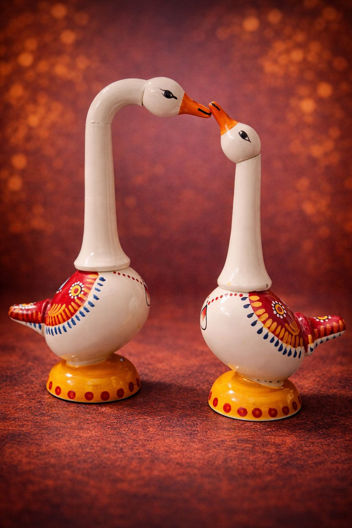 Handcrafted Wooden Crane Pair