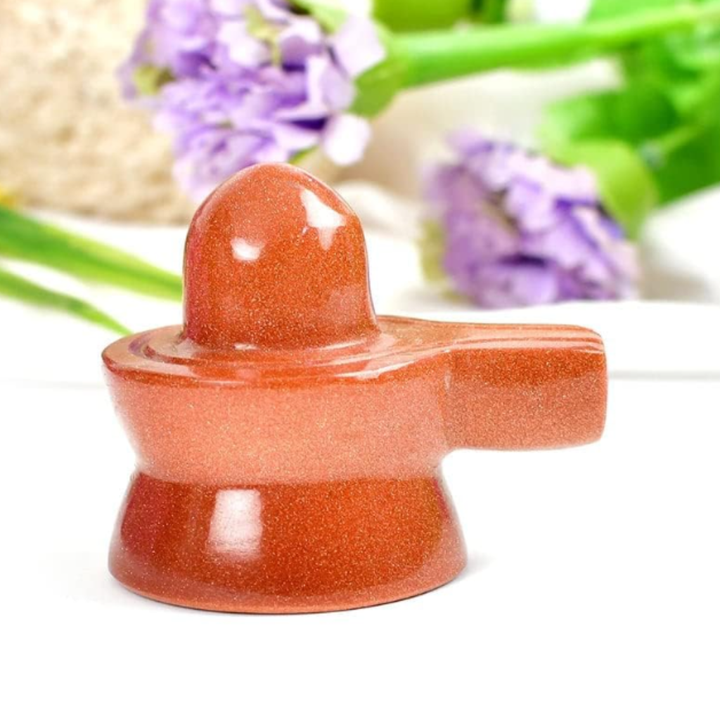 Natural Semi-Precious Sunstone Shivling Lord Shiva Idol or Statue