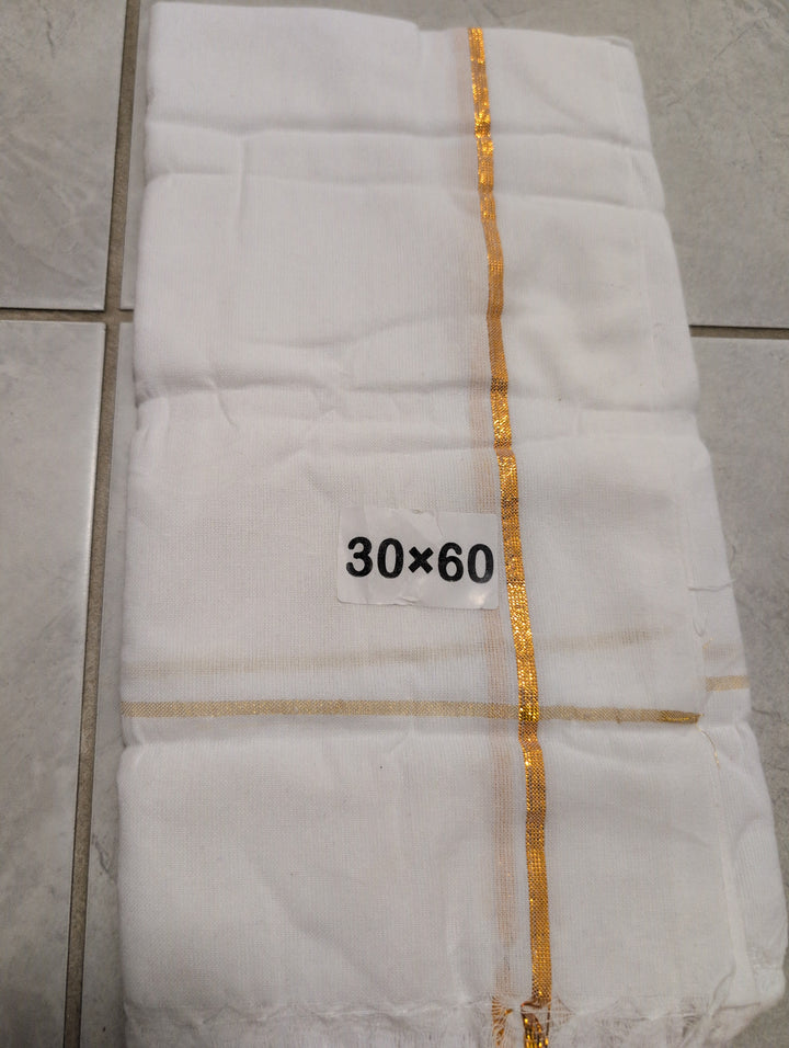 White Puja Towel | పూజా కండువా (Puja Kanduva) | सफेद पूजा तौलिया (Safed Puja Tauliya) | வெள்ளை பூஜை துண்டு (Vellai Pooja Thundu) | ಪೂಜಾ ಟವೆಲ್ (Pooja Towel) | പൂജാ ടവൽ (Pooja Towel) | White Puja Towel - 30x60